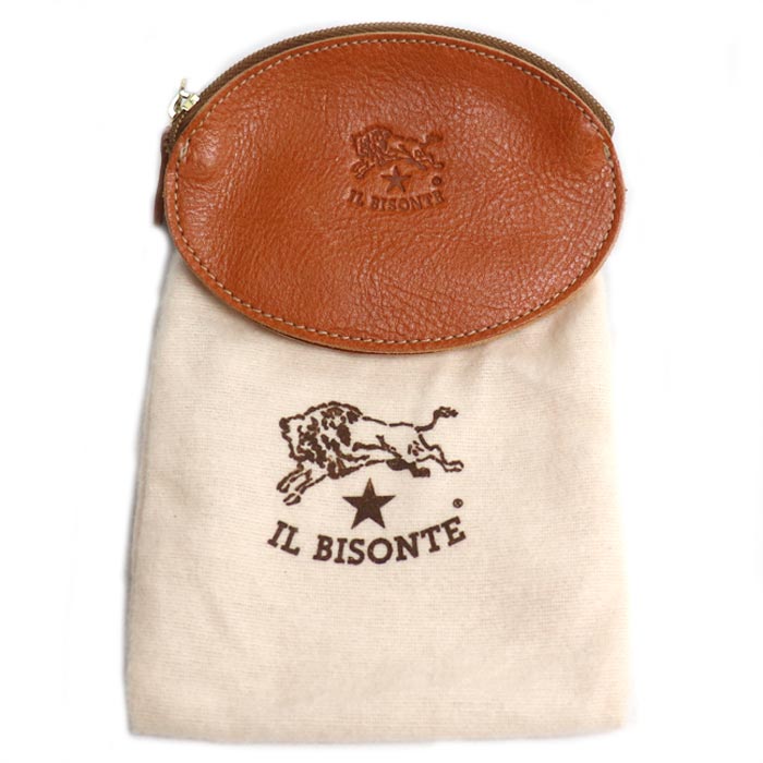 IL BISONTE イルビゾンテ Wファフナー オーバル コインケース キャメル ユニセックス【中古】【美品】