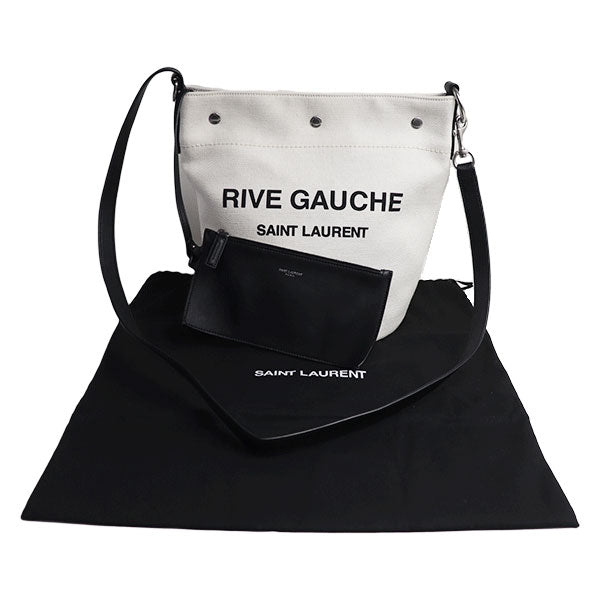 SAINT LAURENT サンローラン リヴゴーシュ RIVE GAUCHE ショルダーバッグ ホワイト ブラック 669299-faaaz-9024 レディース【中古】