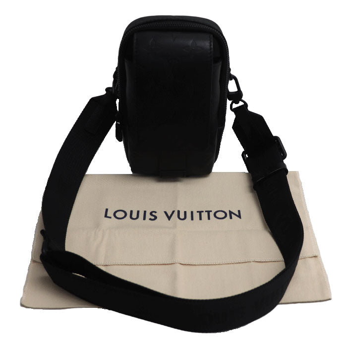 LOUIS VUITTON ルイ・ヴィトン ダブルフォン ポーチ ショルダーバッグ モノグラム シャドウ ブラック M81323 IC メンズ【中古】【美品】