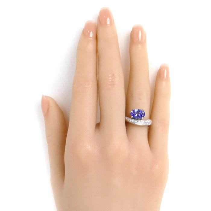 Ponte Vecchio ポンテヴェキオ Pt950プラチナ タンザナイト ダイヤモンド リング・指輪 タンザナイト2.182ct ダイヤモンド0.18ct 12号 8.5g レディース【中古】【美品】