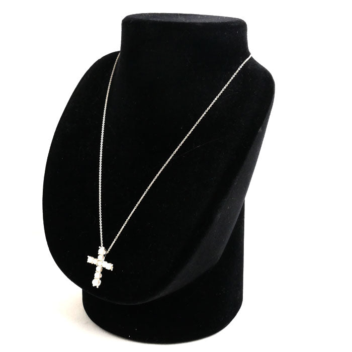 MIKIMOTO ミキモト K18WG ホワイトゴールド クロス ネックレス パール約3.0~4.3mm 7.9g 42cm レディース【中古】