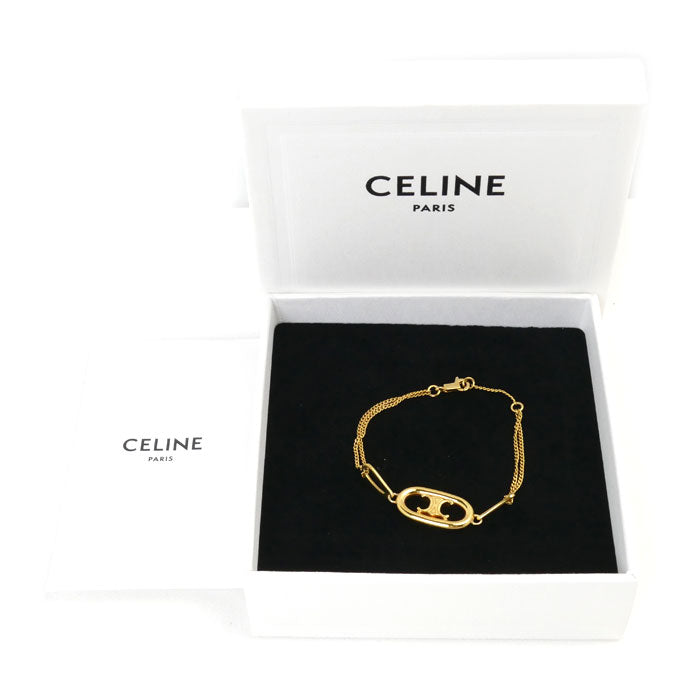 CELINE セリーヌ 真鍮 トリオンフ ゴールドフィニッシュ ブラス ブレスレット 46S906BRA.35OR 5.4g 15/17cm レディース【中古】