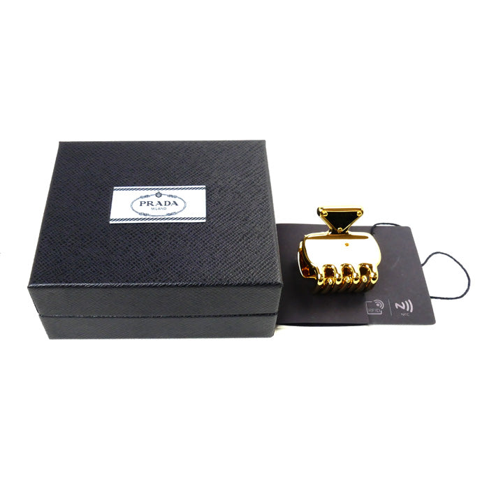 PRADA プラダ メタル トライアングルロゴプレート ヘアアクセサリー ヘアクリップ バレッタ 1IF087_2BA6_F0056 レディース【中古】【美品】