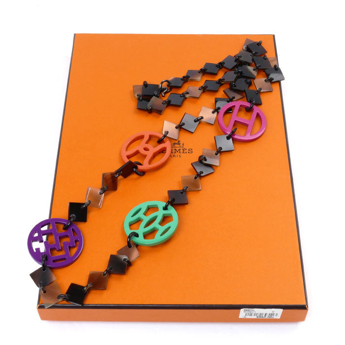 HERMES エルメス バッファローホーン ラッカーウッド ネックレス 107cm レディース【中古】【美品】