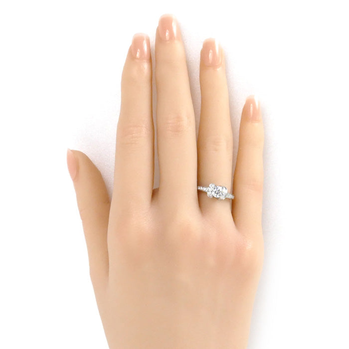 TIFFANY&Co. ティファニー Pt950プラチナ リボン エンゲージメント リング・指輪 ダイヤモンド0.44ct 8.5号 4.9g レディース【中古】【美品】