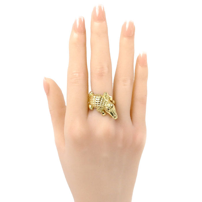 K18YG イエローゴールド ワニモチーフ リング・指輪 ダイヤモンド 14号 11.0g ユニセックス【中古】