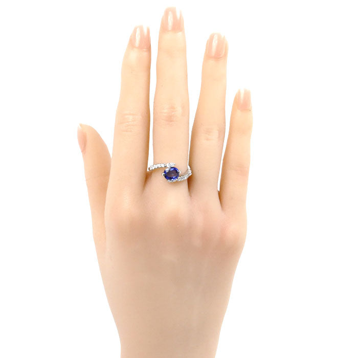 Pt900プラチナ リング・指輪 サファイア1.36ct ダイヤモンド0.36ct 13号 4.5g レディース【中古】【美品】