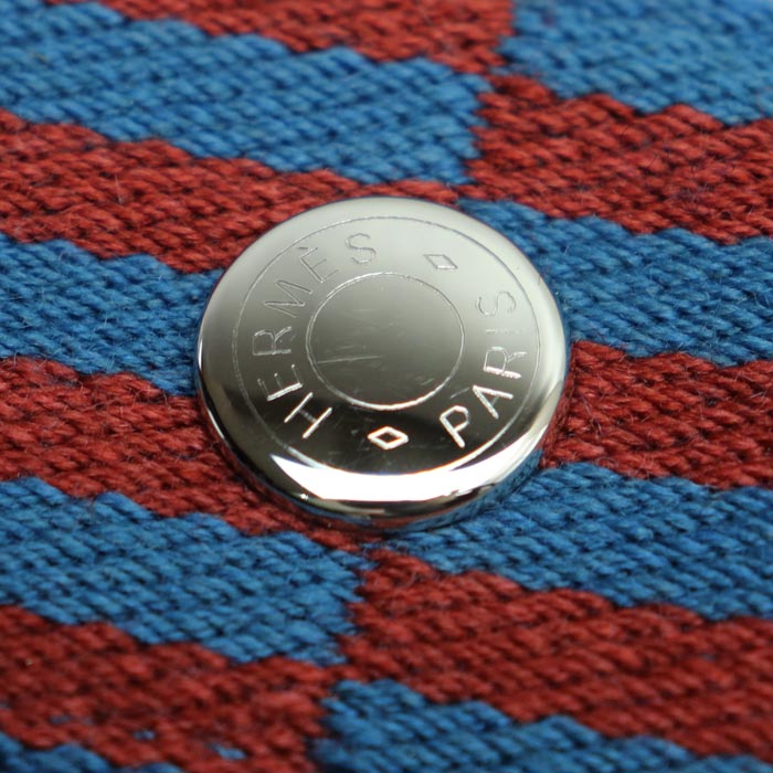 HERMES エルメス ブリッド ア ブラックGM トメット Hナッテ ポーチ レッド ホワイト ブルー 103641M レディース【中古】【美品】