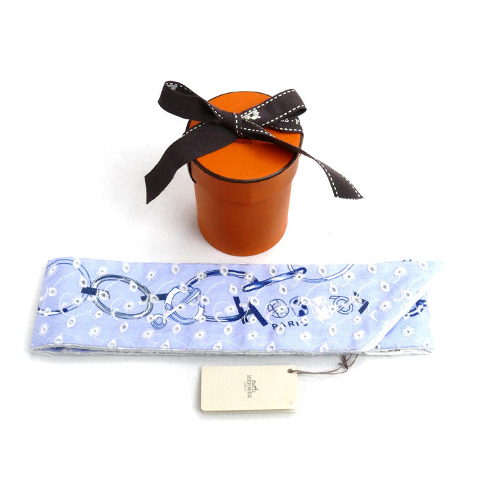 HERMES エルメス ツイリー Do Re Boucles Broderie Anglaise スカーフ ブルー/ブラン/マリン H853951S 02 レディース【中古】【極美品】