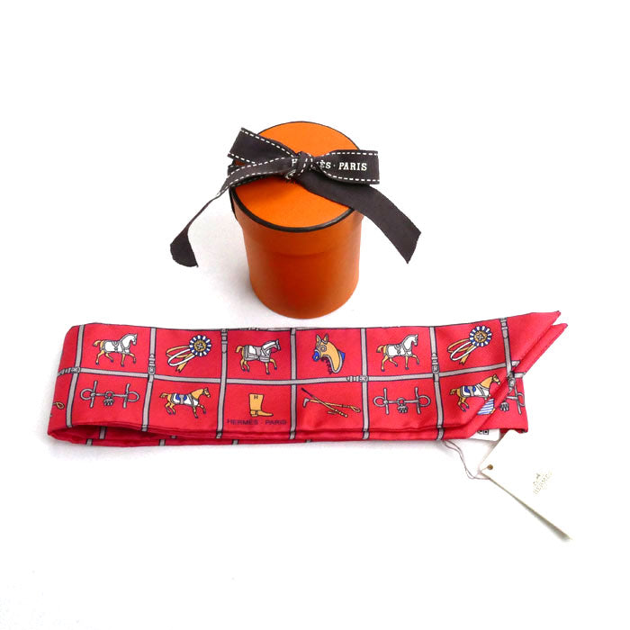 HERMES エルメス ツイリー COUVERTURES ET TENUES スカーフ レッド グレナディーヌ/キャメル/ブルー H061356S 11 レディース【中古】【極美品】