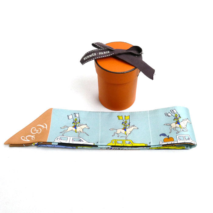 HERMES エルメス ツイリー HERMES PARADE スカーフ ヴェール・アマンド/マロン/イエロー H064150S 02 レディース【中古】【極美品】