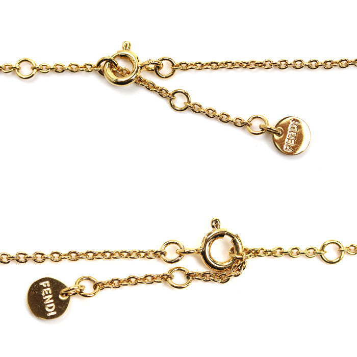 FENDI フェンディ 合金 ラインストーン エフ イズ ネックレス 8AG760 41~45.5cm レディース【中古】