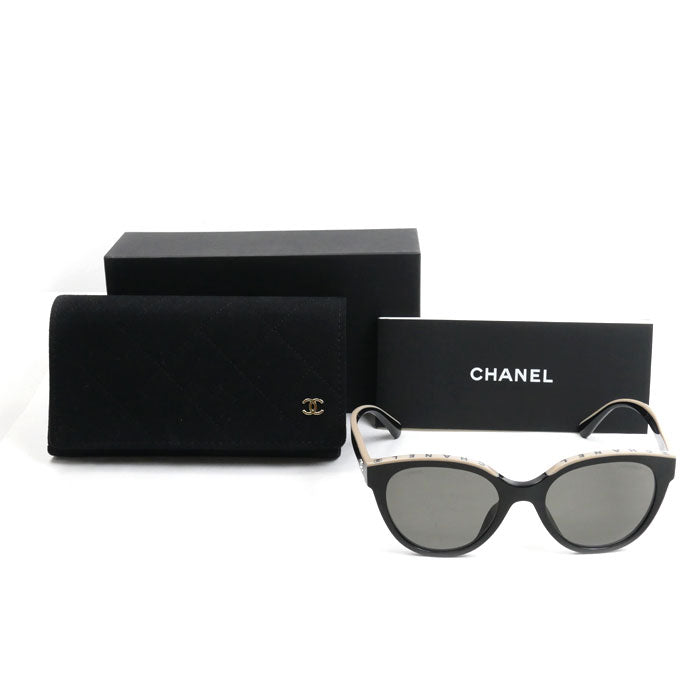 CHANEL シャネル バタフライ シェイプ アイウェア サングラス ブラック ベージュ A71339 5414-A C.534/3 54□20 140 3N レディース【中古】