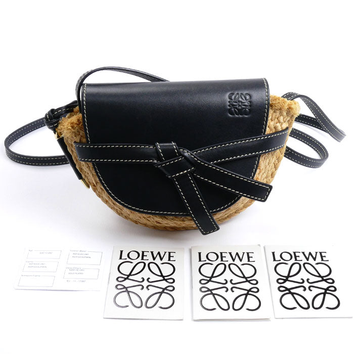 LOEWE ロエベ ゲート ミニ ショルダーバッグ ブラック ナチュラル 329.13.U62 レディース【中古】