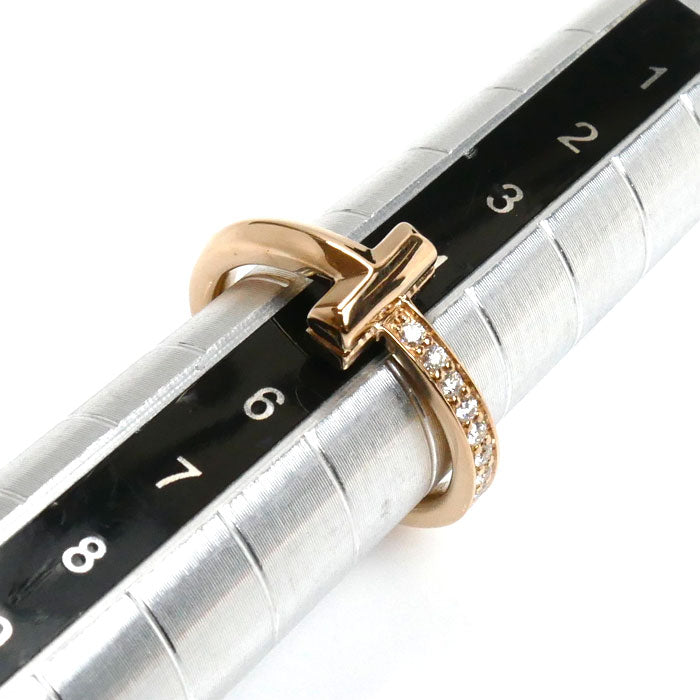 TIFFANY&Co. ティファニー K18PG ピンクゴールド Tワン 9Pダイヤ リング・指輪 67795245 ダイヤモンド 7号 3.7g レディース【中古】【美品】