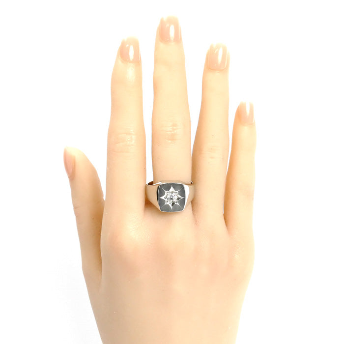 Pt900プラチナ 印台 リング・指輪 ダイヤモンド0.30ct 20号 19.6g メンズ【中古】