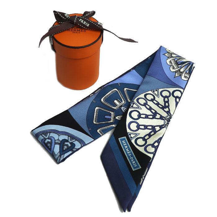 HERMES エルメス ツイリー 85 カレイドスコープ・エフェクト スカーフ ブルー・ジーン / クレーム / インディゴ H063800S 11 レディース【中古】【美品】