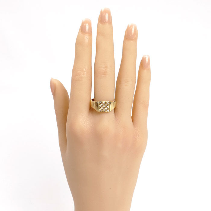 K18YG イエローゴールド リング・指輪 ダイヤモンド0.25ct 18号 6.8g メンズ【中古】