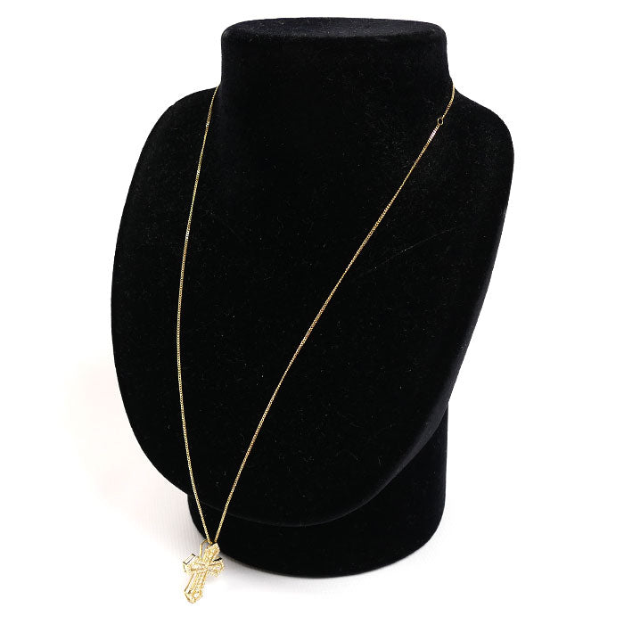 K18YG イエローゴールド クロス ダイヤ ネックレス ダイヤモンド0.74ct 4.4g 45~50cm ユニセックス【中古】【美品】