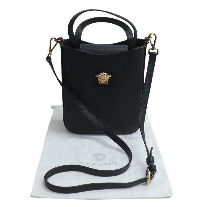 VERSACE ヴェルサーチ メデューサ スクエア ハンドバッグ 2Wayショルダーバッグ ブラック 1011777 ICチップ レディース【中古】【美品】