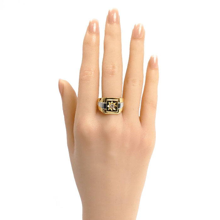 K18YG/Pt900 リング・指輪 ダイヤモンド0.20ct 20号 6.6g メンズ【中古】