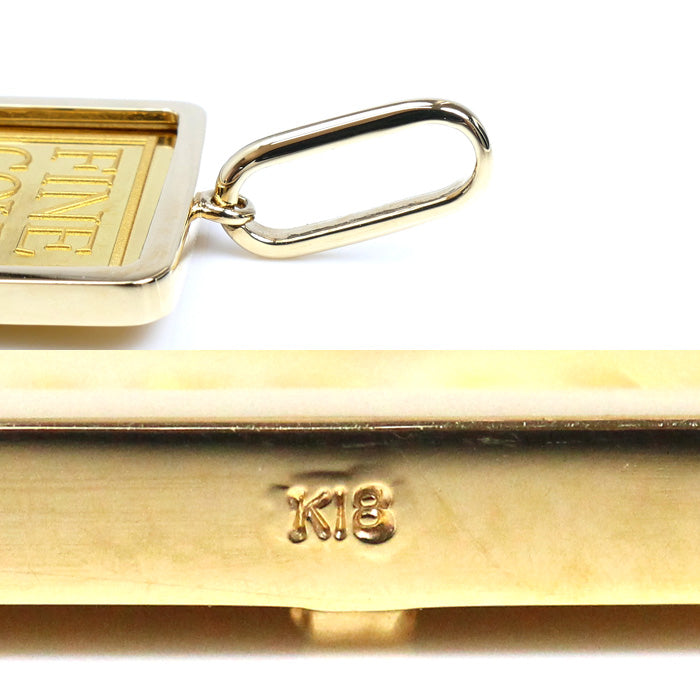 999/K18(枠) ペンダントトップ 14.2g インゴット10g メンズ【中古】