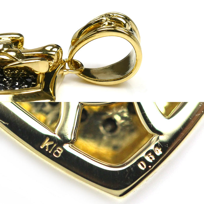 K18YG イエローゴールド ペンダントトップ ブラックダイヤモンド0.64ct 7.8g ユニセックス【中古】【美品】