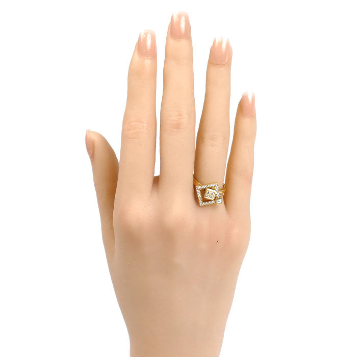 WALTHAM ウォルサム K18YG イエローゴールド リング・指輪 ダイヤモンド 9.5号 4.7g スウィング レディース【中古】