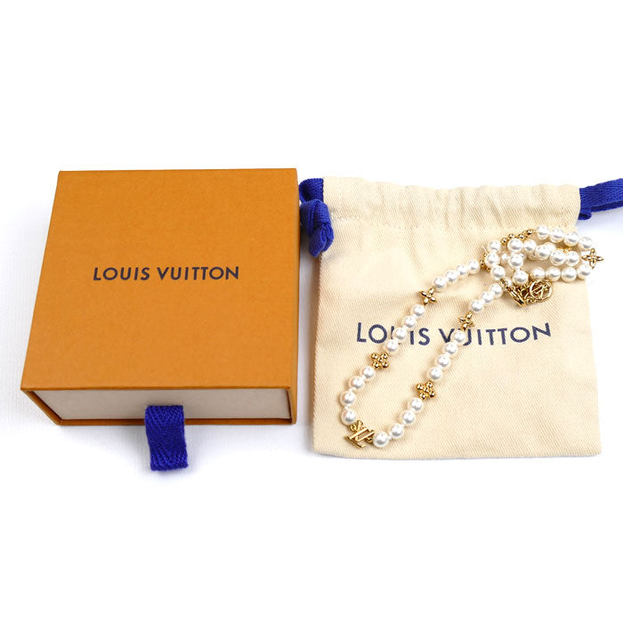LOUIS VUITTON ルイ・ヴィトン GP フェイクパール ネックレス・マイ LV パール ネックレス M01990 RM0225 40/46cm レディース【中古】