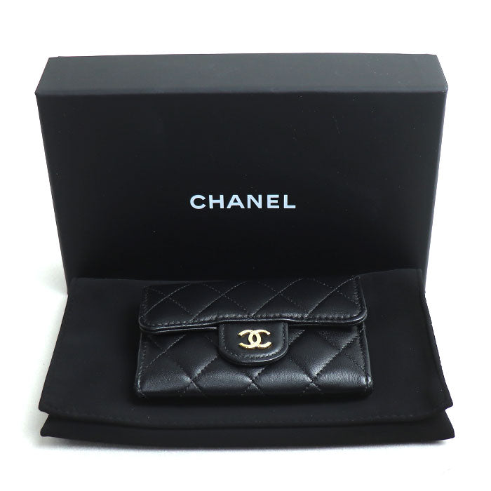 CHANEL シャネル マトラッセ ラムスキン クラシック カードケース ブラック AP0214 Y01295 C3906 レディース【中古】