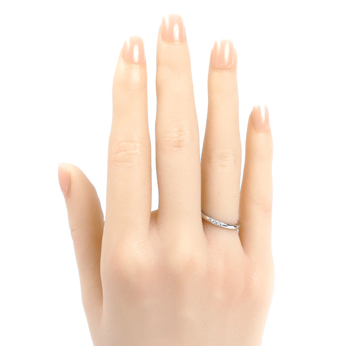 TIFFANY&Co. ティファニー Pt950プラチナ ウェディングバンド 3Pダイヤ リング・指輪 ダイヤモンド 7.5号 3.2g レディース【中古】【美品】
