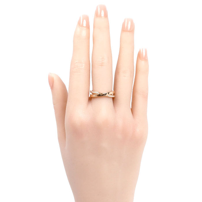 TIFFANY&Co. ティファニー K18PG ピンクゴールド アトラス Xナロー リング・指輪 ダイヤモンド0.09ct 13号 5.0g レディース【中古】【美品】