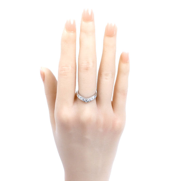 TIFFANY&Co. ティファニー Pt950プラチナ Vバンド ハーフサークル エタニティ リング・指輪 ダイヤモンド 10号 5.5g レディース【中古】【美品】