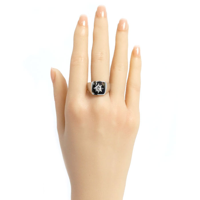 Pt900プラチナ 印台 リング・指輪 ダイヤモンド0.31ct 20号 17.4g メンズ【中古】【美品】