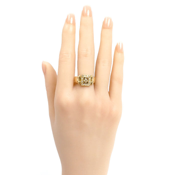 K18YG イエローゴールド リング・指輪 ダイヤモンド0.10ct/0.10ct 19号 4.9g メンズ【中古】