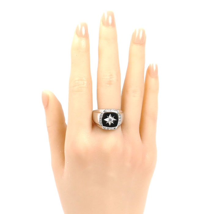 Pt900プラチナ 印台 リング・指輪 ダイヤモンド0.30ct 22号 14.6g メンズ【中古】