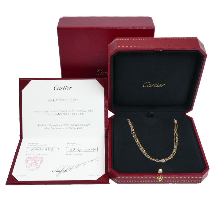CARTIER カルティエ K18YG/PG/WG トリニティ チェーン ネックレス B7058800 11.3g 54cm レディース【中古】