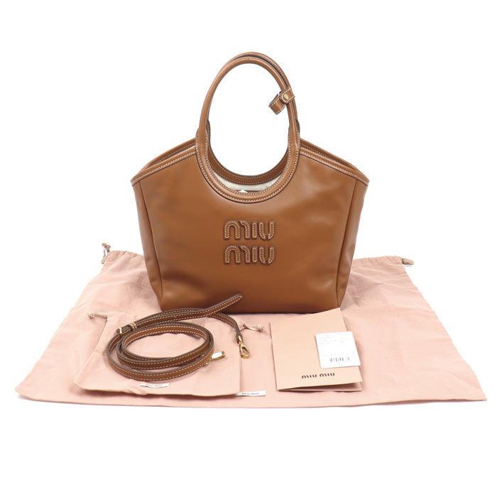 MIUMIU ミュウミュウ アイビー 2Wayショルダーバッグ コニャック 5BA284_2CRW_F0046 レディース【中古】【美品】