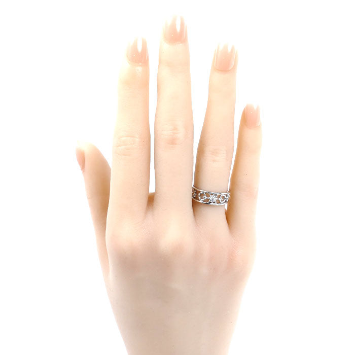 STAR JEWELRY スタージュエリー K18WG ホワイトゴールド ムーン&サン リング・指輪 ダイヤモンド0.04ct 8号 3.0g レディース【中古】【美品】