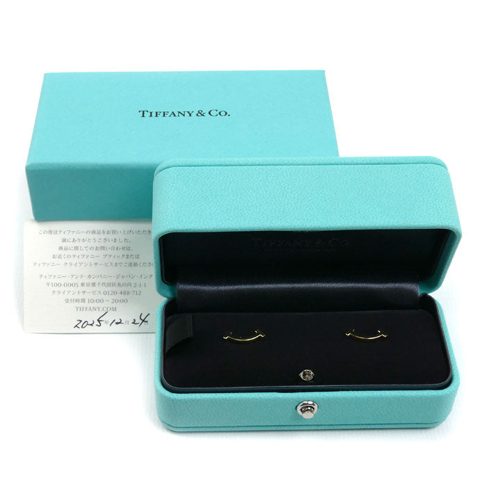 TIFFANY&Co. ティファニー K18YG イエローゴールド Tスマイル ミニ ピアス 60150766 1.7g レディース【中古】【美品】