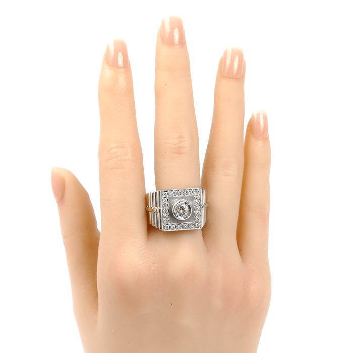 Pt900プラチナ リング・指輪 ダイヤモンド0.43ct/0.38ct 22号 38.5g メンズ【中古】【美品】