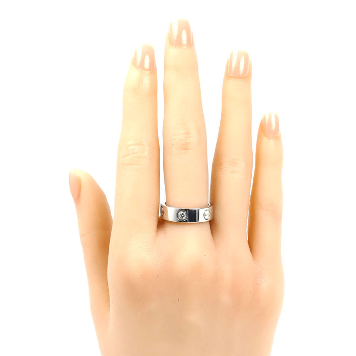 CARTIER カルティエ K18WG ホワイトゴールド ラブリング ハーフダイヤ リング・指輪 ダイヤモンド 13号 53 8.7g レディース【中古】【美品】
