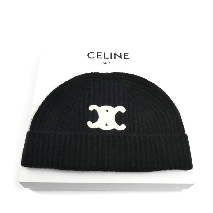 CELINE セリーヌ トリオンフ ニット帽 ニットキャップ ブラック 2AA32384D.38NO ユニセックス【中古】【美品】