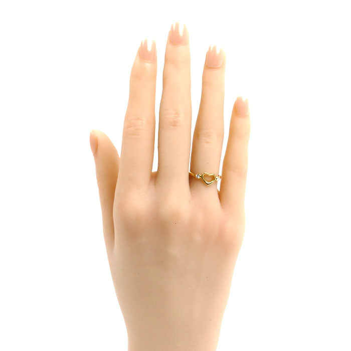 TIFFANY&Co. ティファニー K18YG イエローゴールド オープンハート リング・指輪 ダイヤモンド 9号 1.7g レディース【中古】