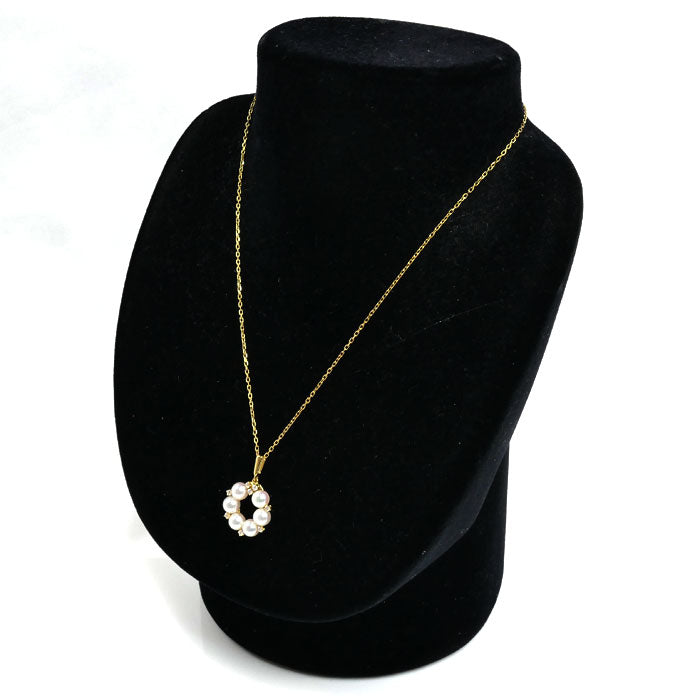MIKIMOTO ミキモト K18YG イエローゴールド サークル リース ネックレス PP-10990AK アコヤパール約5.4mm 4.6g 38cm レディース【中古】