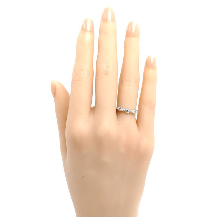 K18WG ホワイトゴールド ミル打ち リング・指輪 ダイヤモンド0.24ct 9号 2.0g レディース【中古】