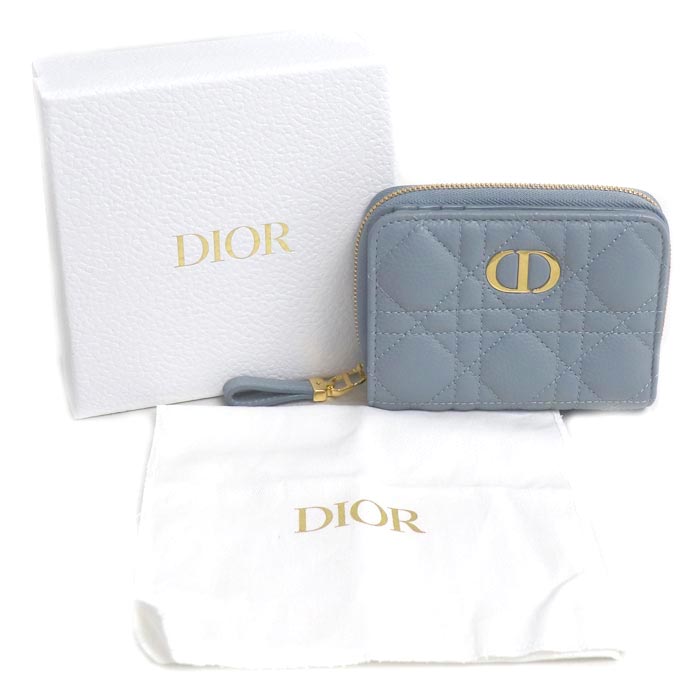 Dior ディオール コンパクト カロ スカーレット ウォレット 二つ折り財布 ブルーグレー系 S5032UWHC_M81B レディース【中古】