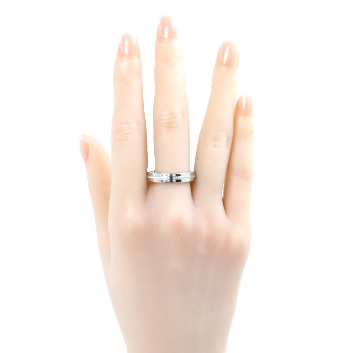 TIFFANY&Co. ティファニー K18WG ホワイトゴールド T TWO ナロー リング・指輪 ダイヤモンド 22.5号 7.1g メンズ【中古】【美品】