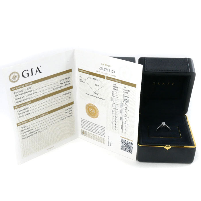 GRAFF グラフ Pt950プラチナ フレーム ペアシェイプ ダイヤモンド リング・指輪 PPV01 ダイヤモンド0.5ct 9号 2.9g レディース【中古】【美品】