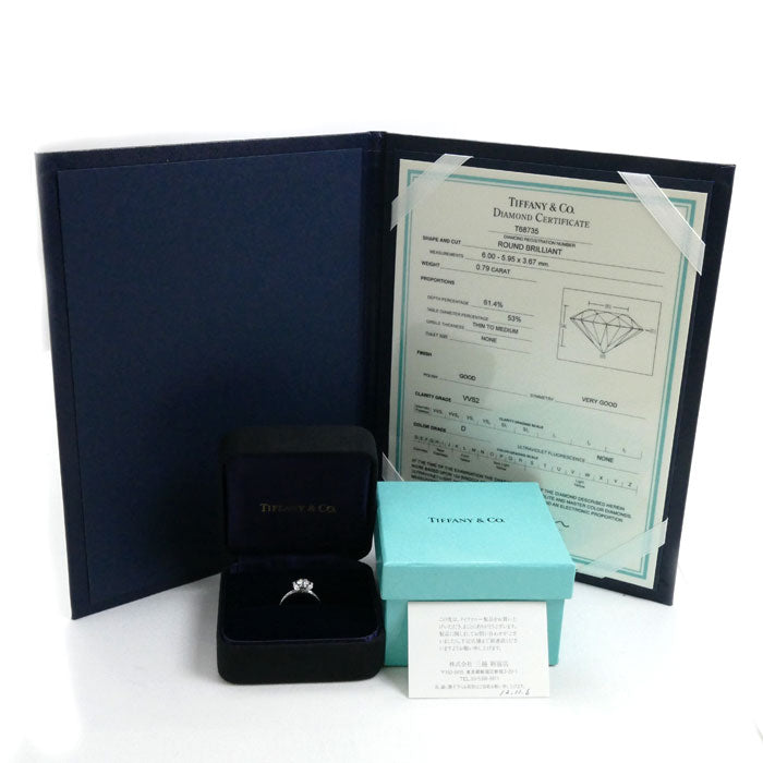 TIFFANY&Co. ティファニー Pt950プラチナ リボン ダイヤ リング・指輪 ダイヤモンド0.79ct 9号 5.5g レディース【中古】【美品】